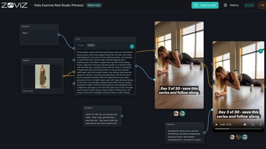 Zoviz Canvas: Fitness AI Reel Studio