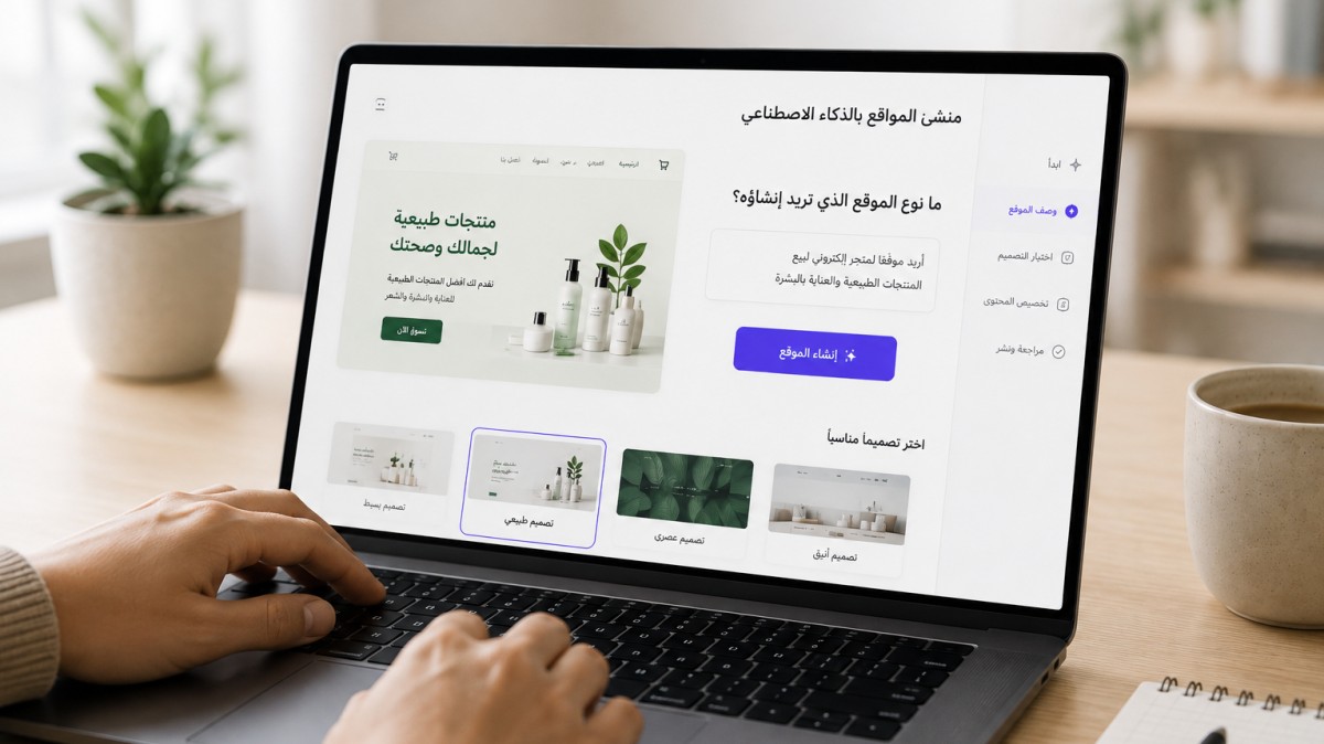 منشئ مواقع بالذكاء الاصطناعي باللغة العربية لإنشاء وتصميم موقع احترافي بسهولة