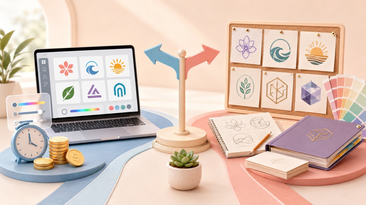 اختيار أداة الذكاء الاصطناعي أو مسابقة تصميم الشعار وفق ميزانية العمل واحتياجات هويته البصرية