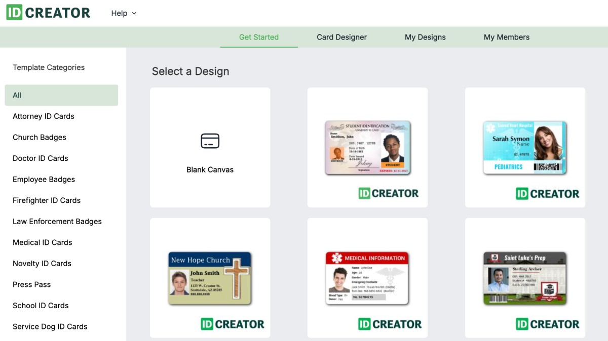 IDCreator templates and panel