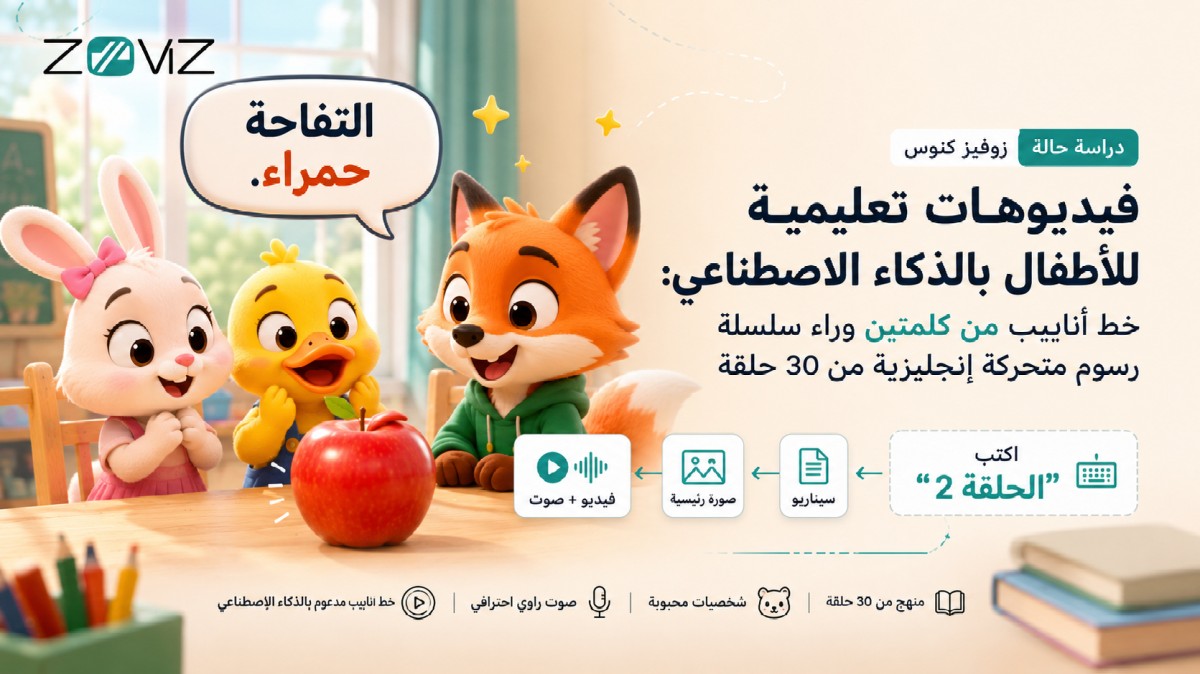 فيديوهات تعليمية للأطفال بالذكاء الاصطناعي: خط الإنتاج بكلمتين خلف مسلسل كرتوني إنجليزي من ۳۰ حلقة