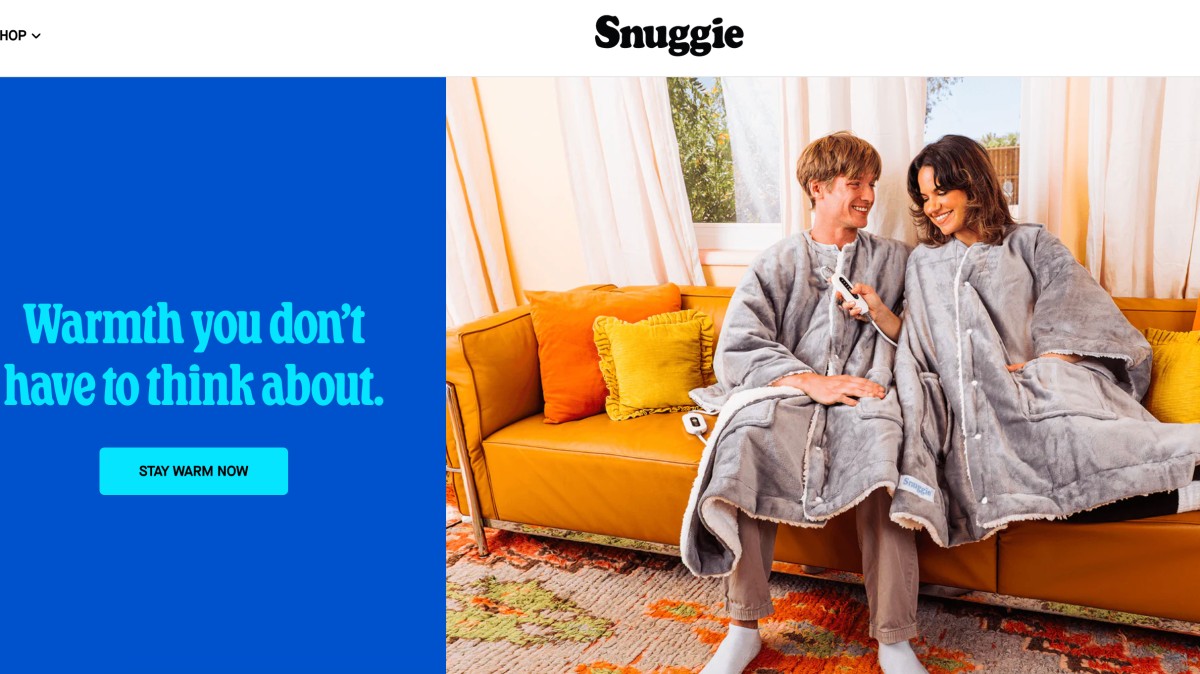 Snuggie website Home Page