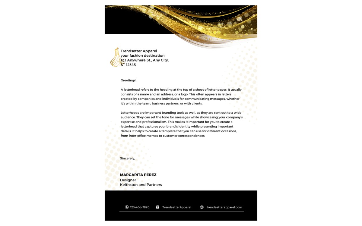 Fashion company letterhead