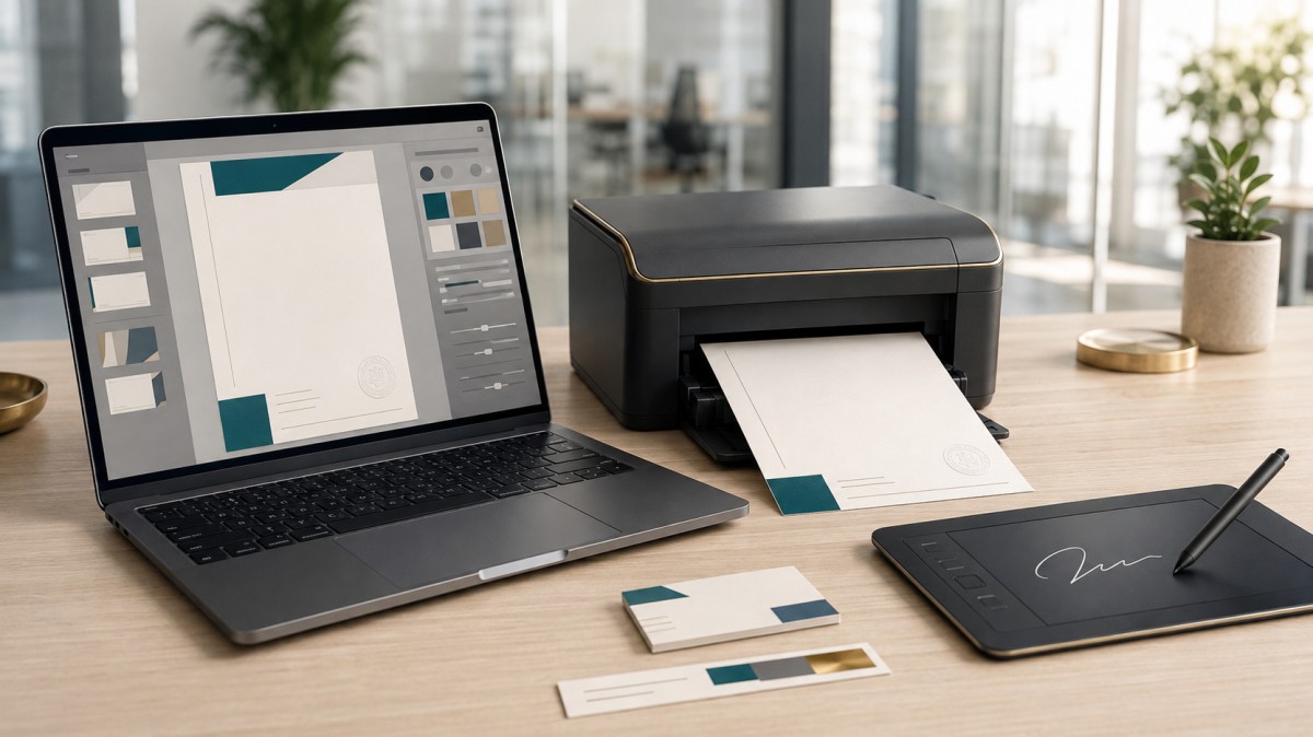 Digital letterhead design with print and e-signature tools
