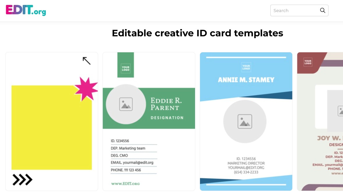 Edit.org Identity Card Templates