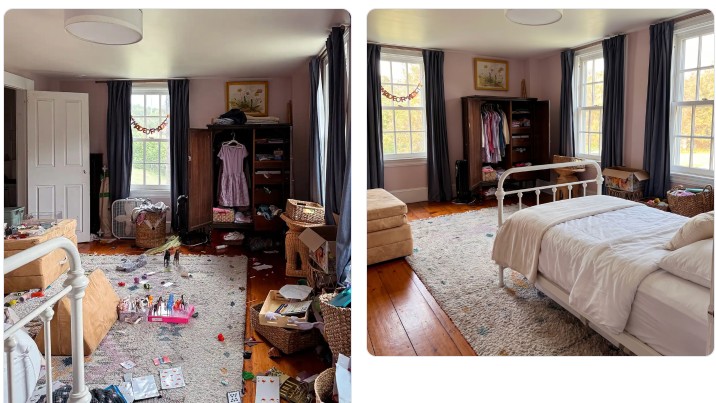 Messy bedroom after AI visualization