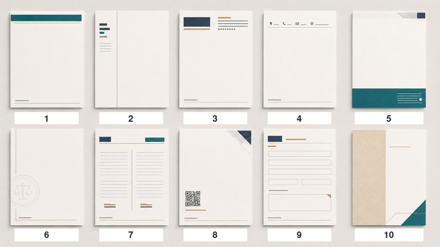 Ten modern letterhead designs numbered from 1 to 10
