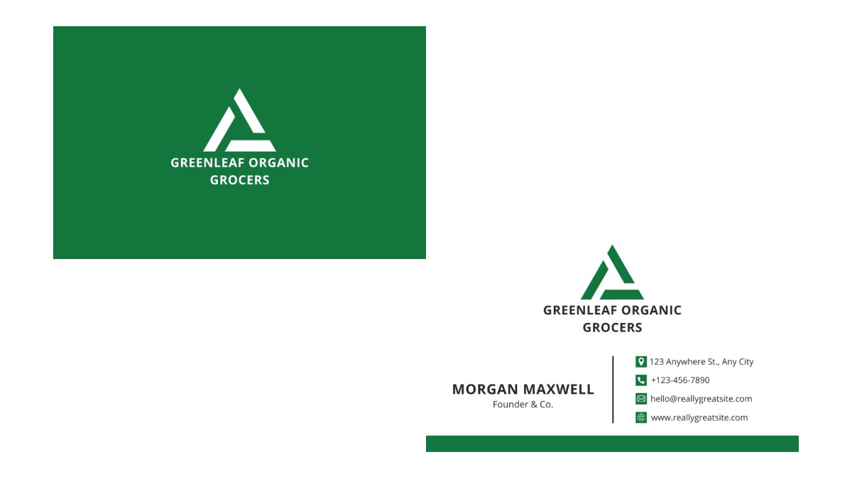 Greenleaf Organic Grocers business card