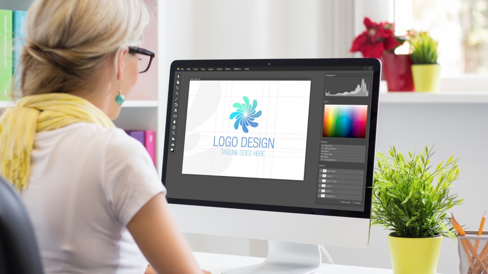 a girl designing logo