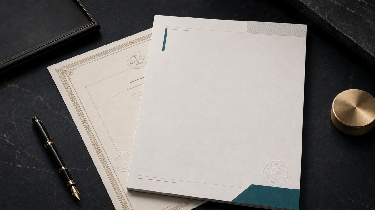 Modern letterhead layered over a traditional legal design