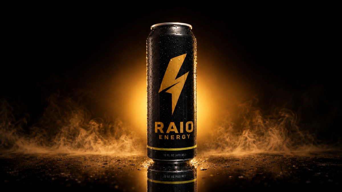 The black energic soda pop  that has RAIO name on it