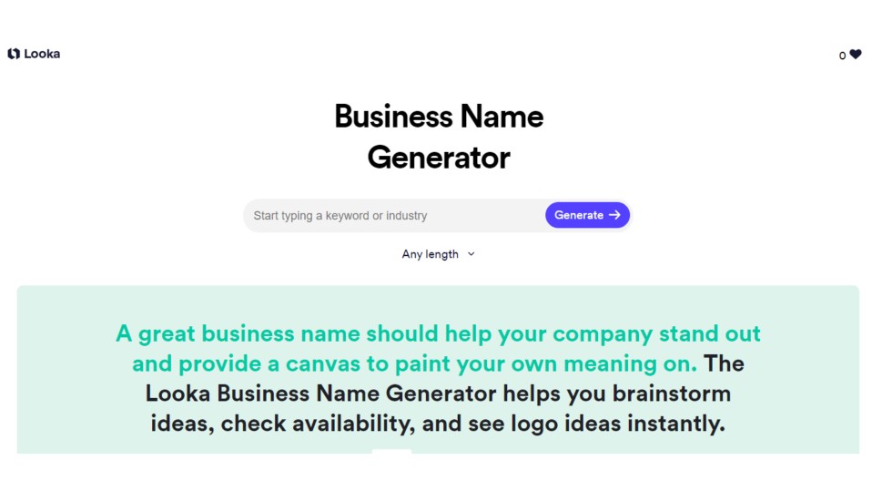 Looka business name generator