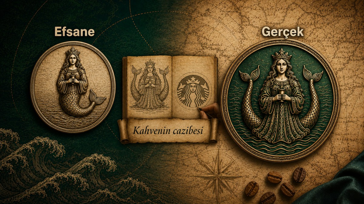 Klasik tek kuyruklu deniz kızı efsanesi ile Starbucks logosundaki iki kuyruklu siren figürünün karşılaştırılması