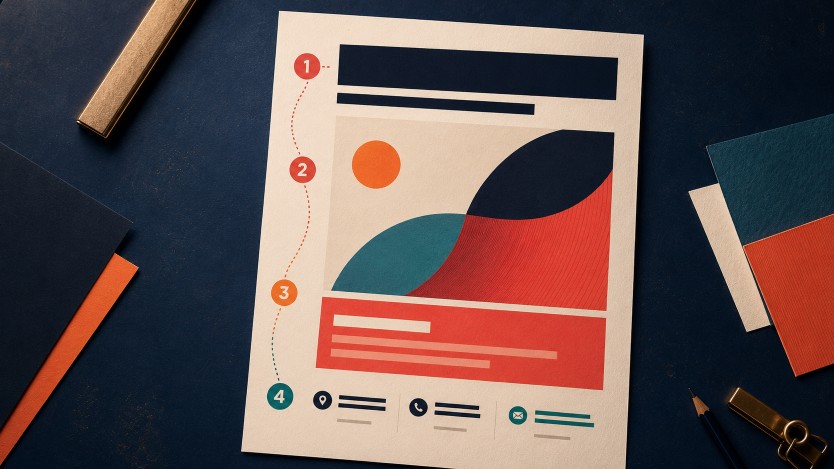 Alt text: A flyer layout demonstrating a clear visual hierarchy from the headline and main image to the offer and contact details.