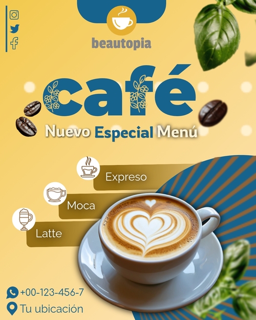Plantilla de publicación de Instagram Cafetería