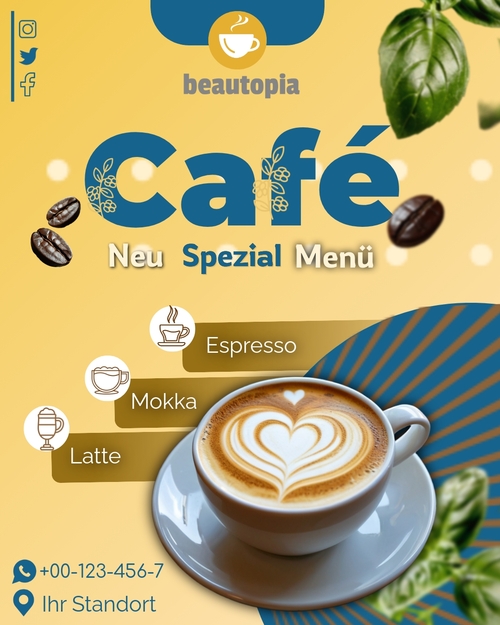 Instagram-Beitragsvorlage Café