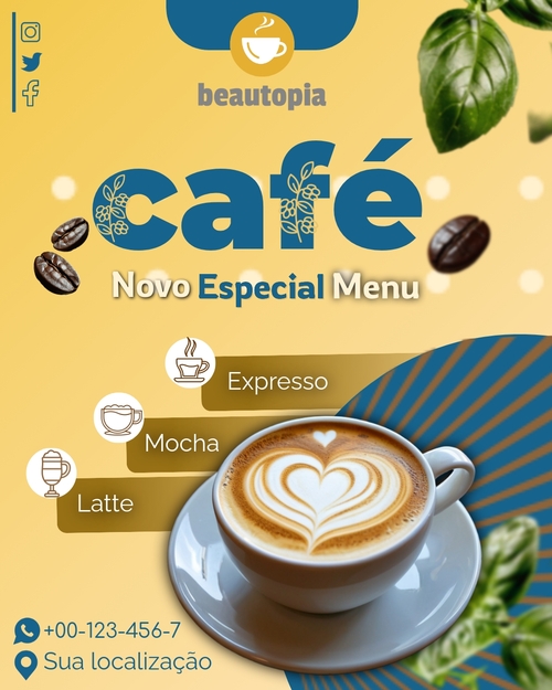 Modelo de post para Instagram Café