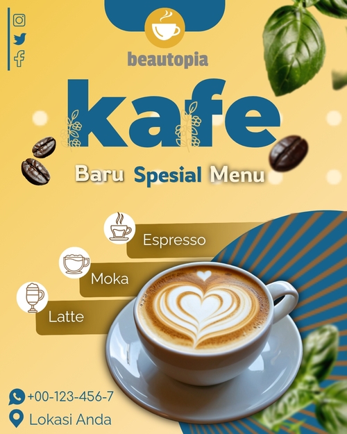 Template postingan Instagram Kafe