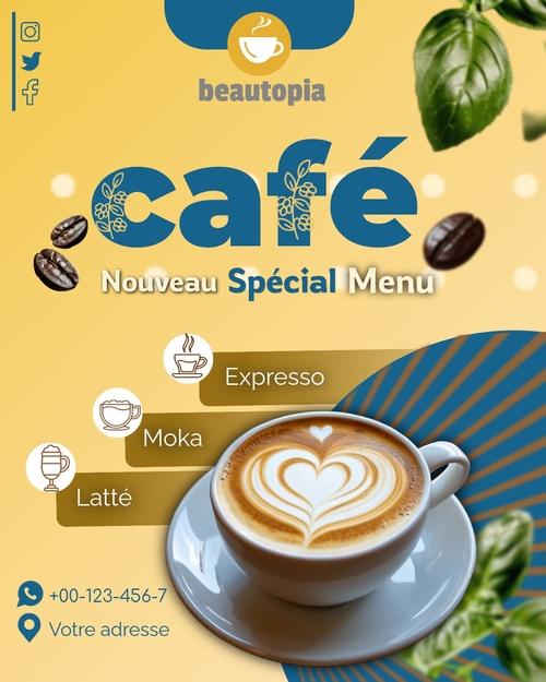 Modèle de publication Instagram Café