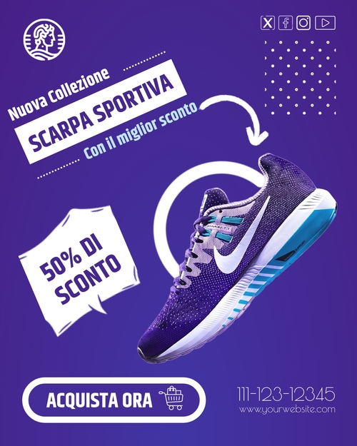 Modello di post Instagram Palestra e Fitness