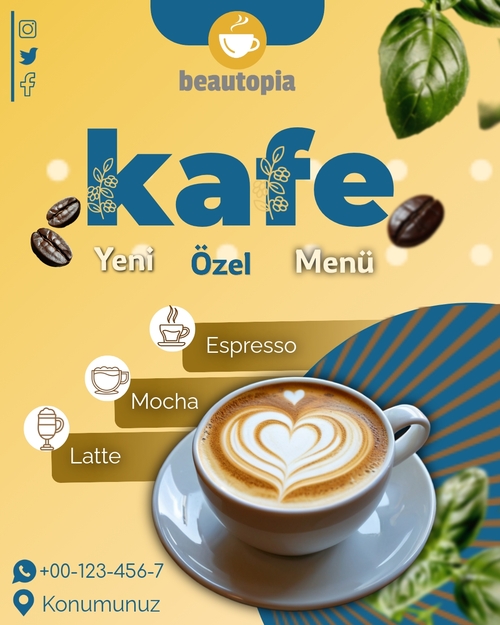 Kafe Instagram gönderi şablonu