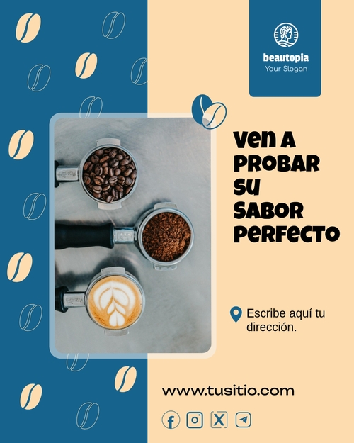 Plantilla de publicación de Instagram Cafetería