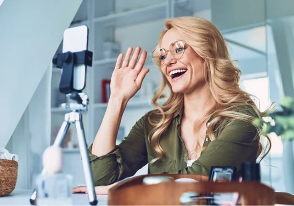 Creator recording a video for her audience