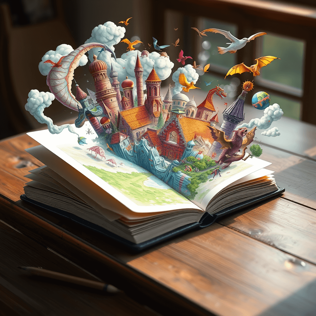 AI generated creative imagination storybook explosion digital art