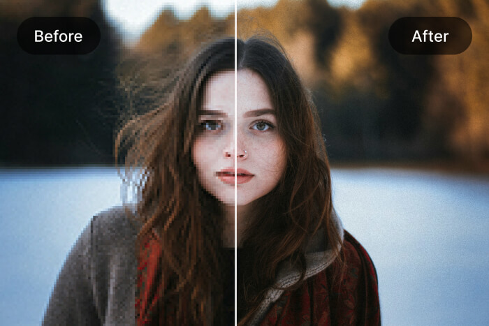 girl portrait, showing improved facial details and clarity after AI image enhancement