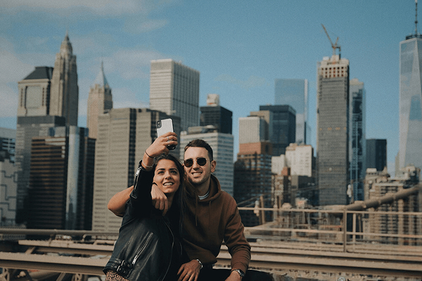 Remove tourists from travel photo new york city skyline after