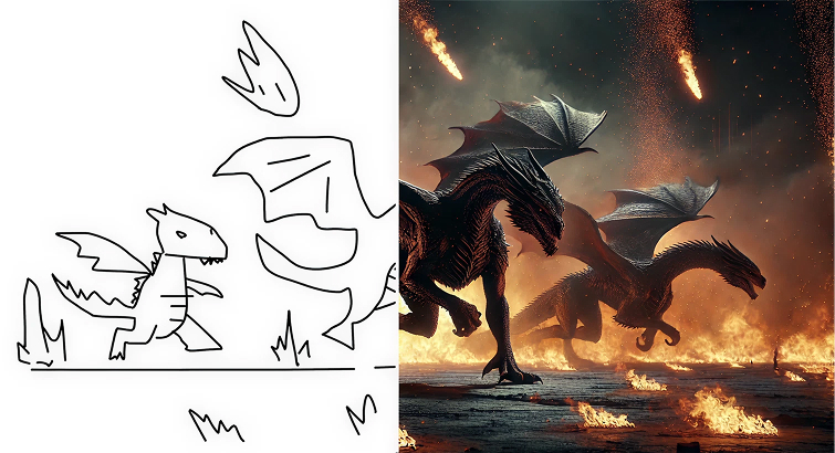 Sketch to Image AI tool before and after example