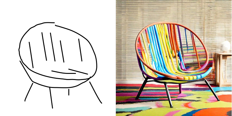 Sketch to image chair before and after