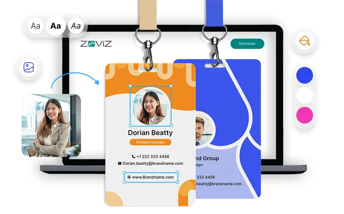 Antarmuka perangkat lunak pembuat kartu identitas digital yang memungkinkan pengguna untuk mengunggah foto, mengedit teks, dan menghasilkan kartu identitas khusus secara online.