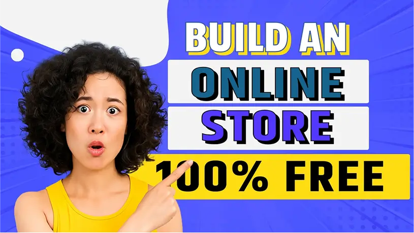 YouTube thumbnail design for eCommerce video with a woman pointing at bold text