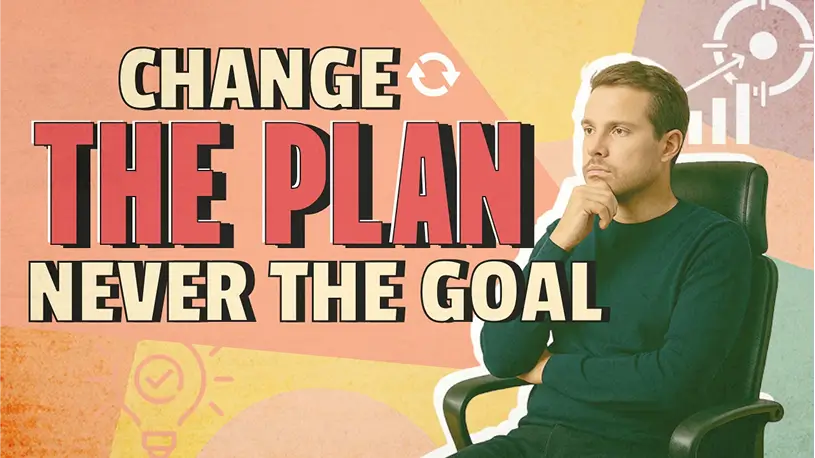 Motivational YouTube thumbnail design with a man thinking in chair by AI thumbnail maker design
