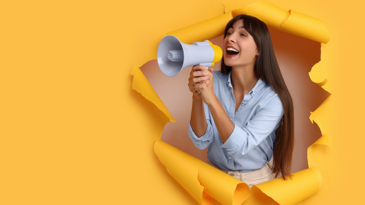 Girl with speaker for promotion