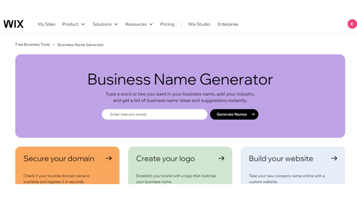 Wix business name generator